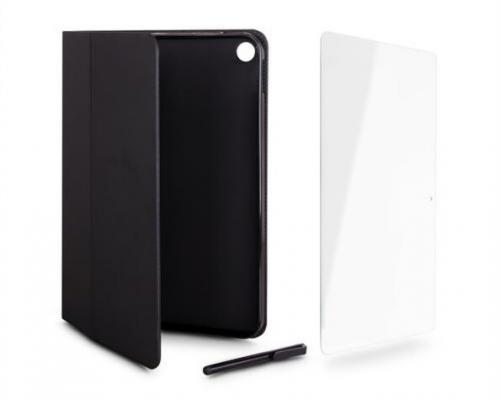 urban Factory Cover Tab a9+ , pack 3 en 1 Etui, verre trempe , stylet  - Noir
