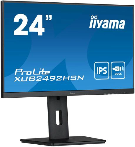 Mon 24 IIYAMA XUB2492HSN-B5 Noir IPS 4ms HDMI DP USB C HP HA Pivot Rota Dock USB
