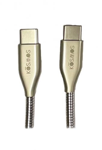 KOSMOS Cable USB C to Type C, USB 2.0 with metal shell & metal jacket, grey, 1M
