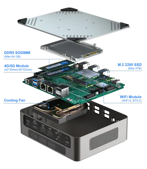 [KMM9I51340P] Barebone Kosmos KM-M9 i5-1340P 2xDDR5 Sodimm M.2 NVMe Wifi6 BT5.2