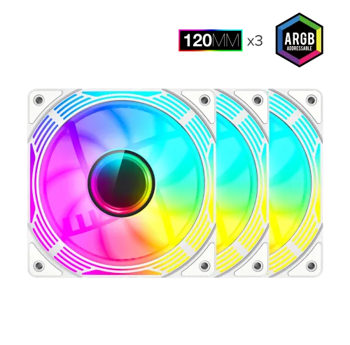 [9501-0201R0036] Ventilateur x 3 GAMEMAX KF300R WH Blanc ARGB